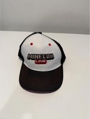 Minecraft White/White SnapBack Hat Cap One Size Fit All Embroidered Minecon